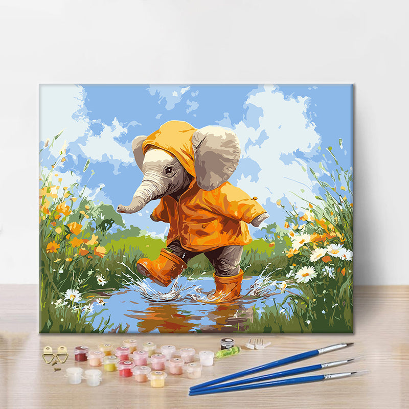Elefante bajo la lluvia – Pintura por números