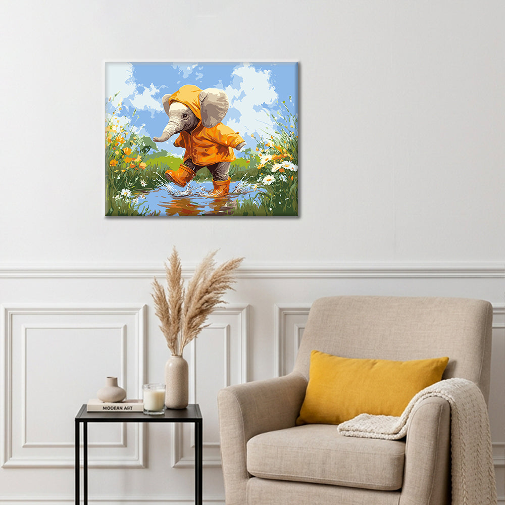 Elefante bajo la lluvia – Pintura por números