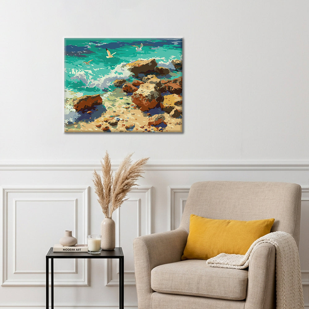 Orilla rocosa – Pintura por números