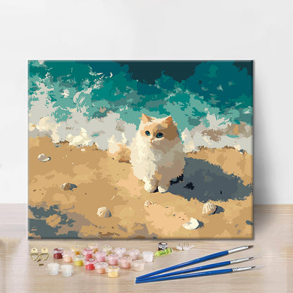 Gatito junto al mar – Pintura por números