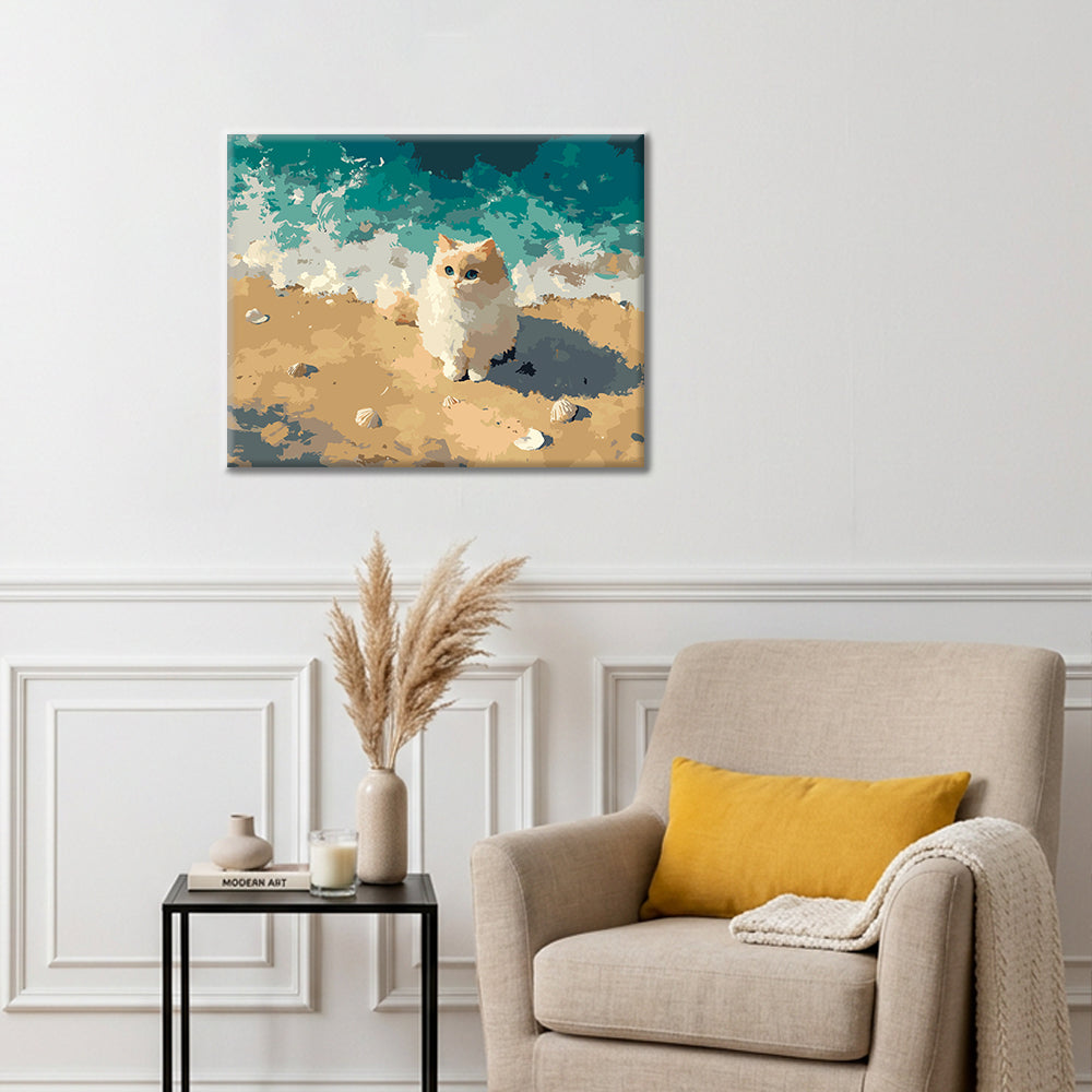 Gatito junto al mar – Pintura por números