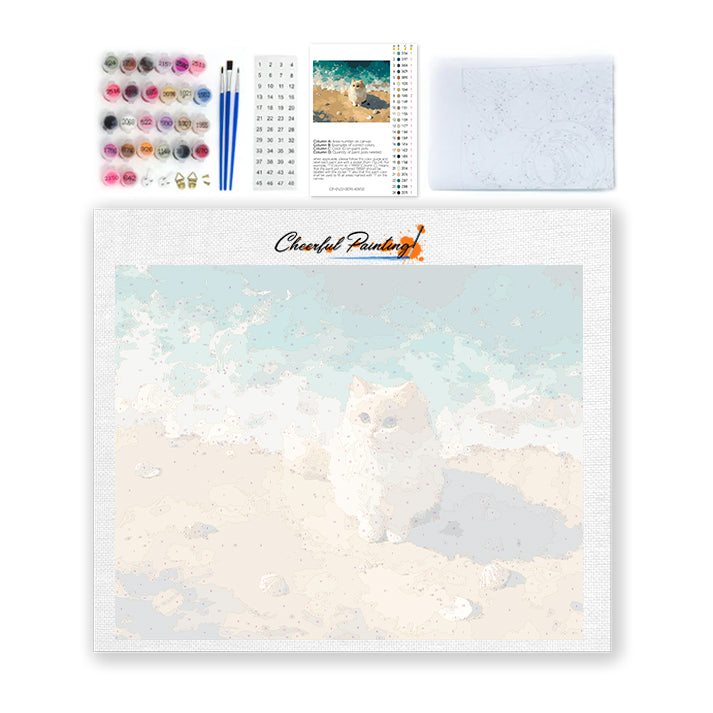 Gatito junto al mar – Pintura por números
