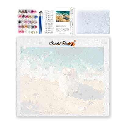 Gatito junto al mar – Pintura por números