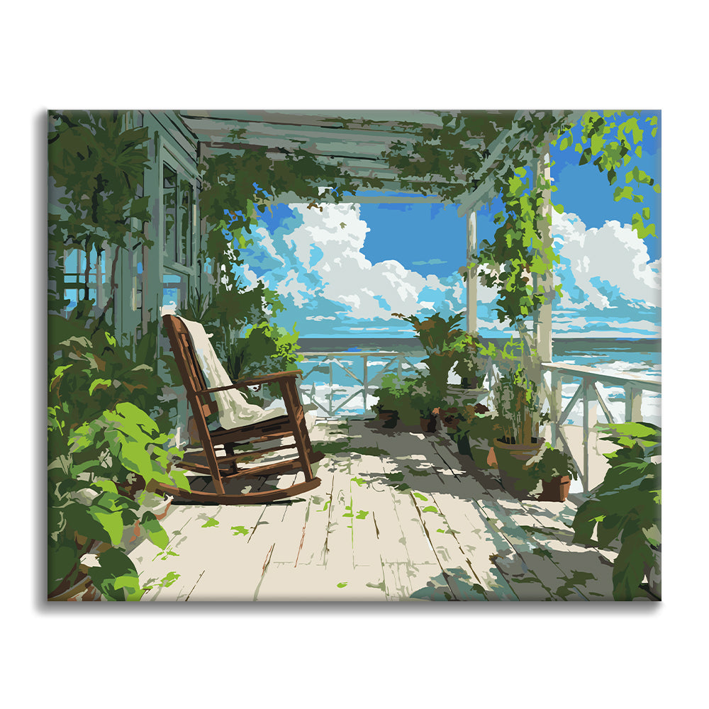 Porche junto al mar – Pintura por números