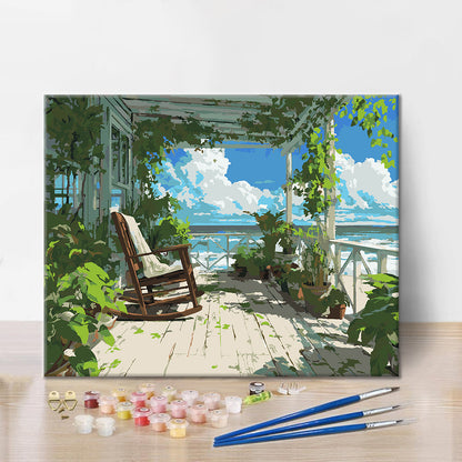Porche junto al mar – Pintura por números