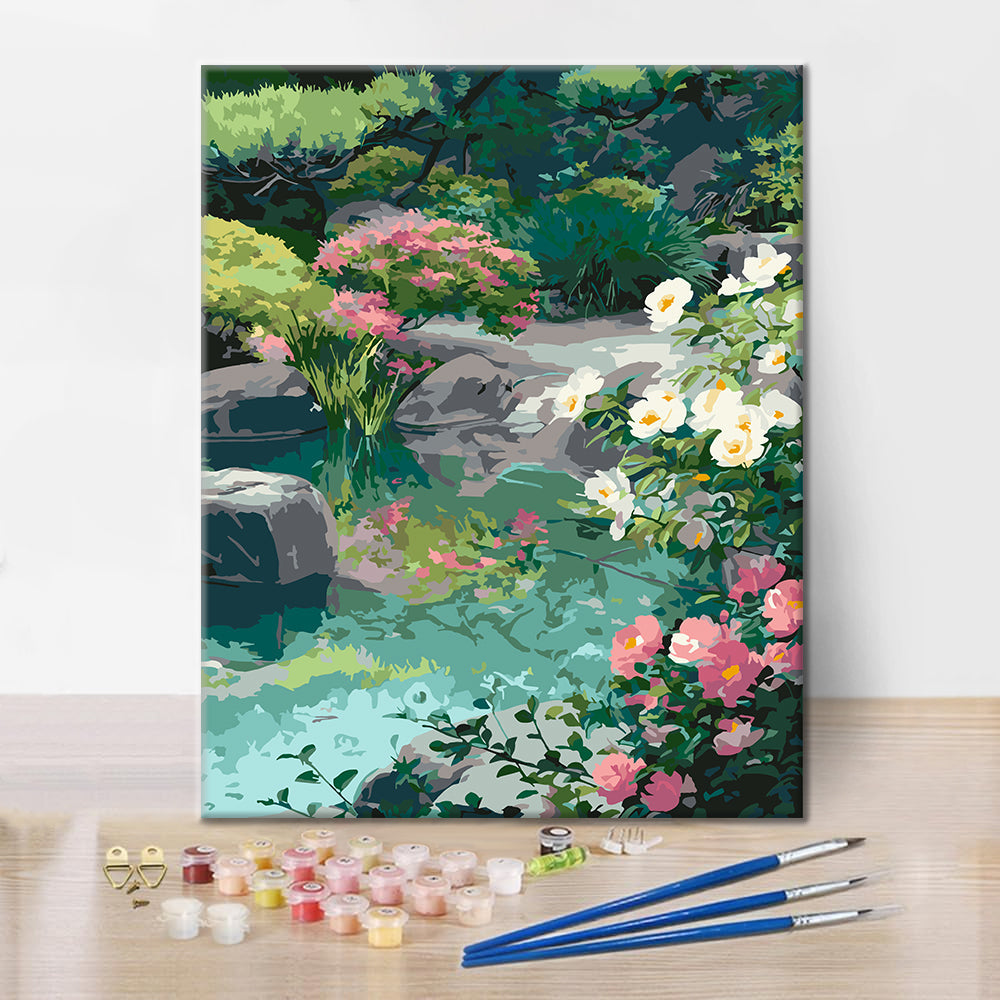 Reflejos de jardín sereno – Pintura por números