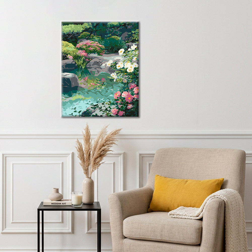 Reflejos de jardín sereno – Pintura por números