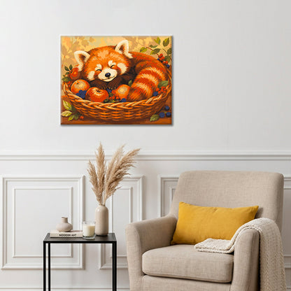 Panda rojo dormido – Pintura por números