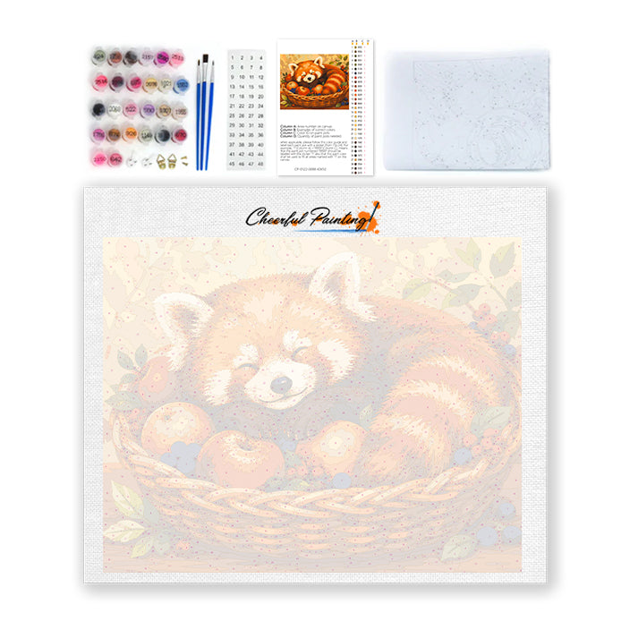 Panda rojo dormido – Pintura por números