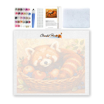 Panda rojo dormido – Pintura por números