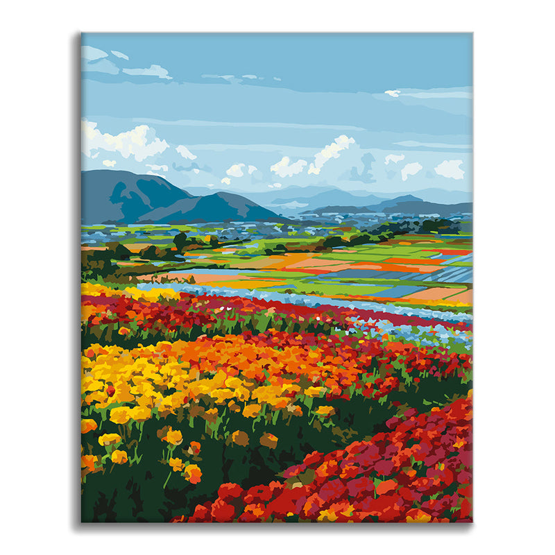 Vista de flores primaverales – Pintura por números