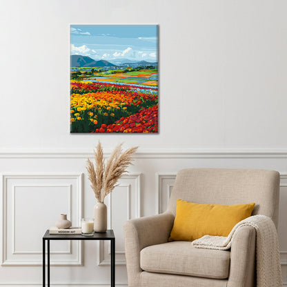 Vista de flores primaverales – Pintura por números