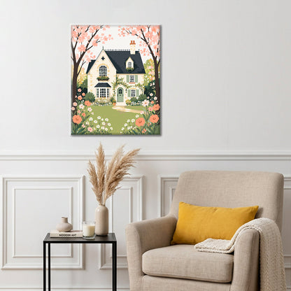 Casa de campo primaveral – Pintura por números