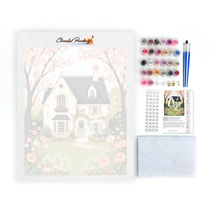 Casa de campo primaveral – Pintura por números