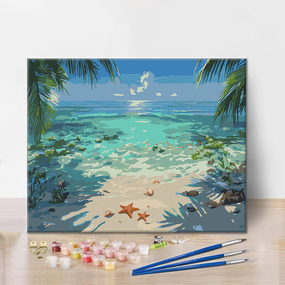 Orilla de estrellas de mar – Pintura por números