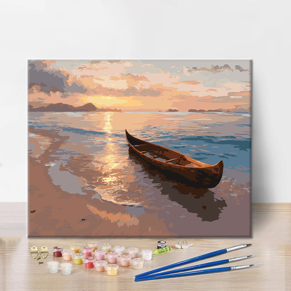 Canoa al atardecer – Pintura por números