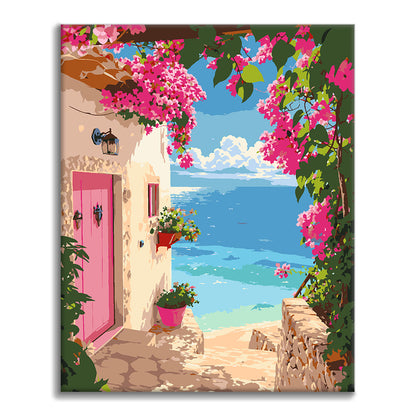 Sendero costero al atardecer – Pintura por números