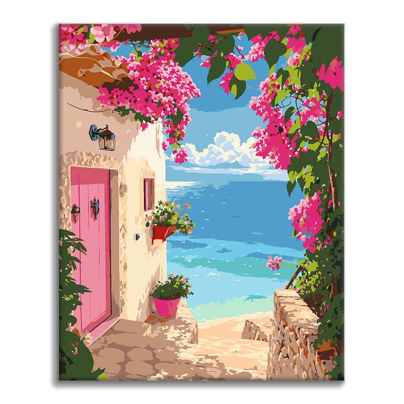 Sendero costero al atardecer – Pintura por números
