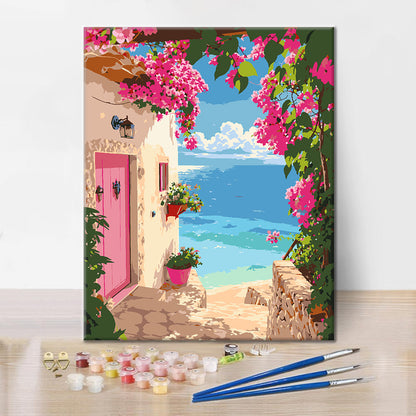 Sendero costero al atardecer – Pintura por números