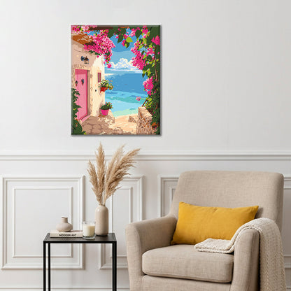 Sendero costero al atardecer – Pintura por números