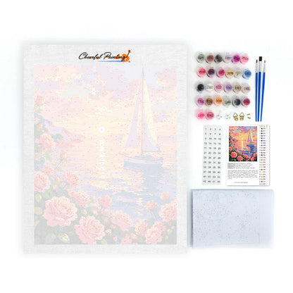 Campo de flores al atardecer – Pintura por números