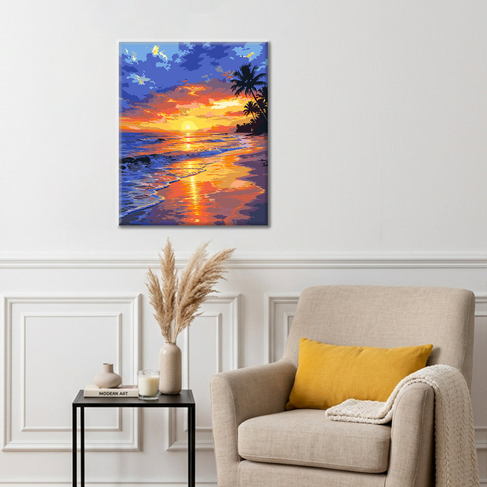 Atardecer tropical – Pintura por números