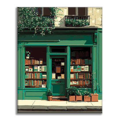 Librería verde vintage – Pintura por números