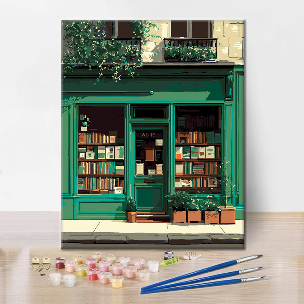 Librería verde vintage – Pintura por números