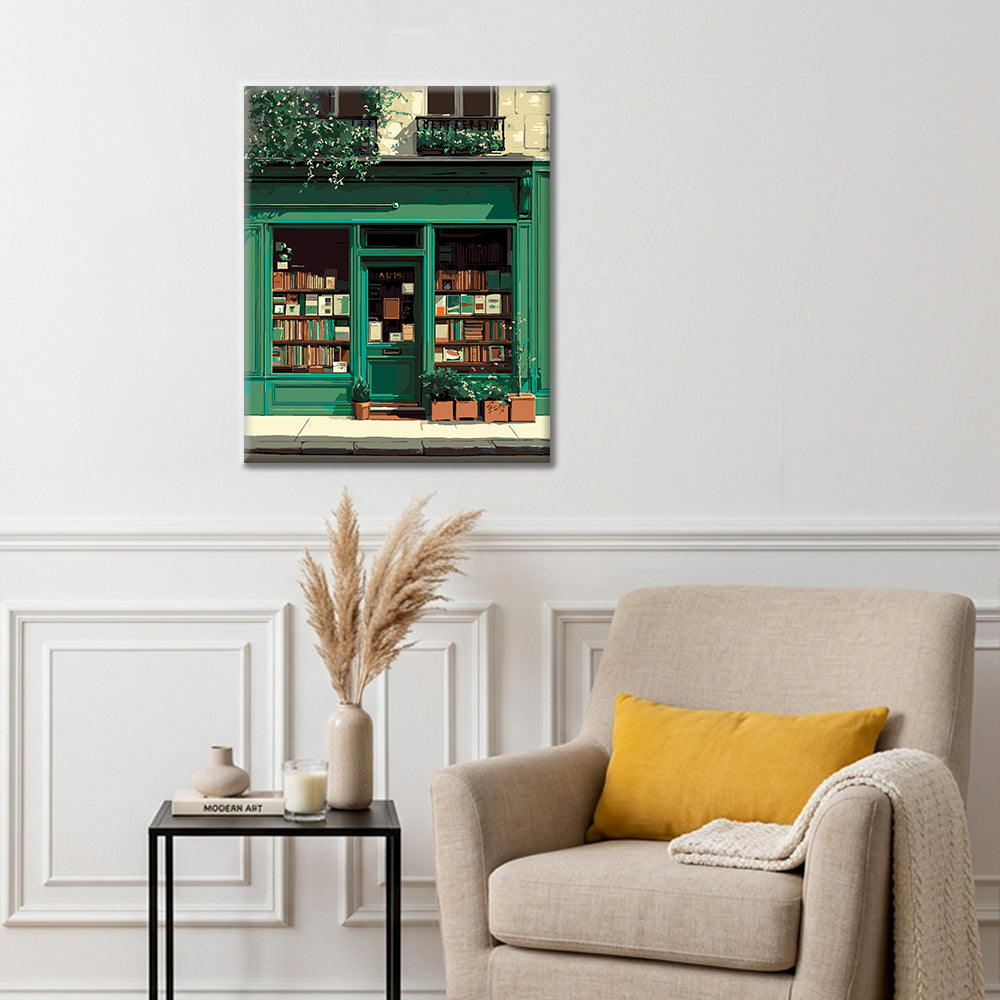 Librería verde vintage – Pintura por números