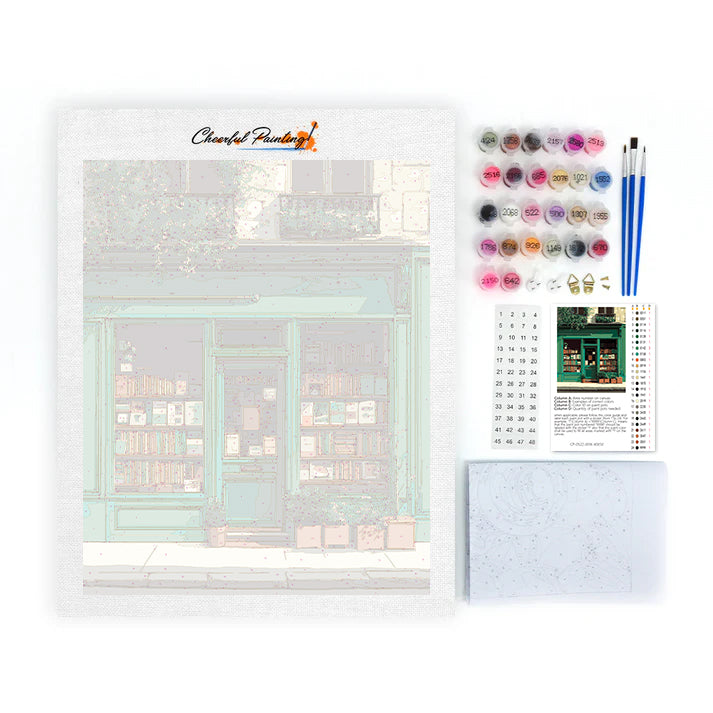 Librería verde vintage – Pintura por números