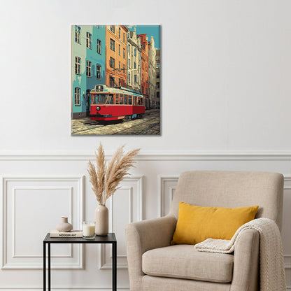 Tranvía rojo vintage – Pintura por números