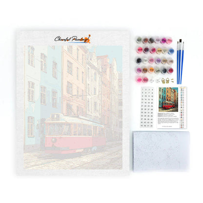 Tranvía rojo vintage – Pintura por números