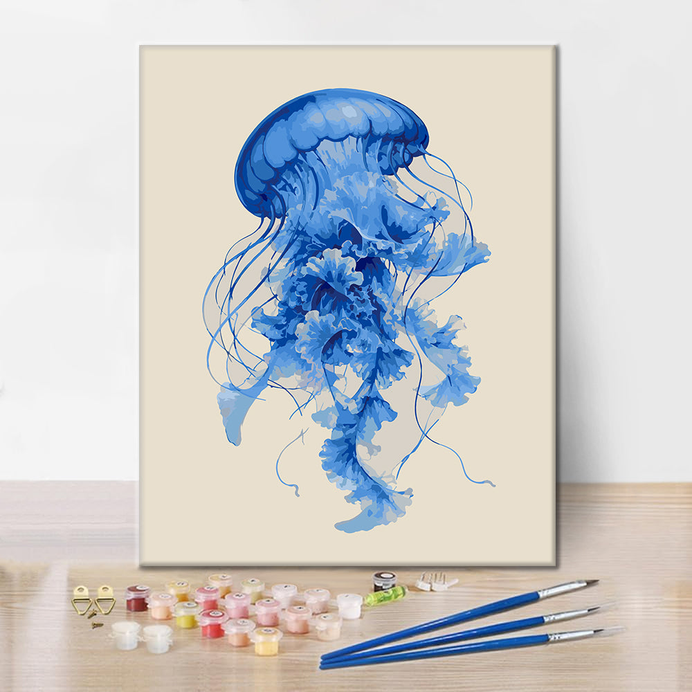 Medusa azul en flor – Pintura por números
