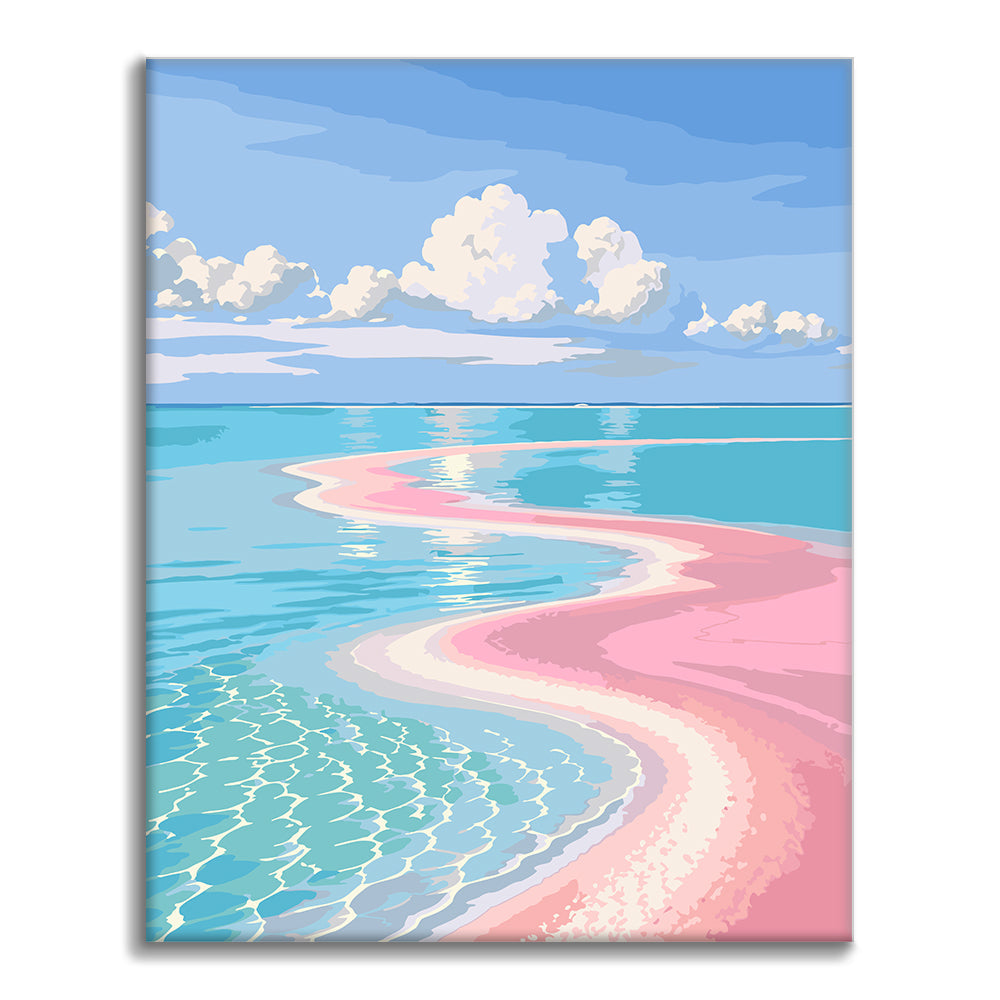 Bahía de aguas rosadas – Pintura por números