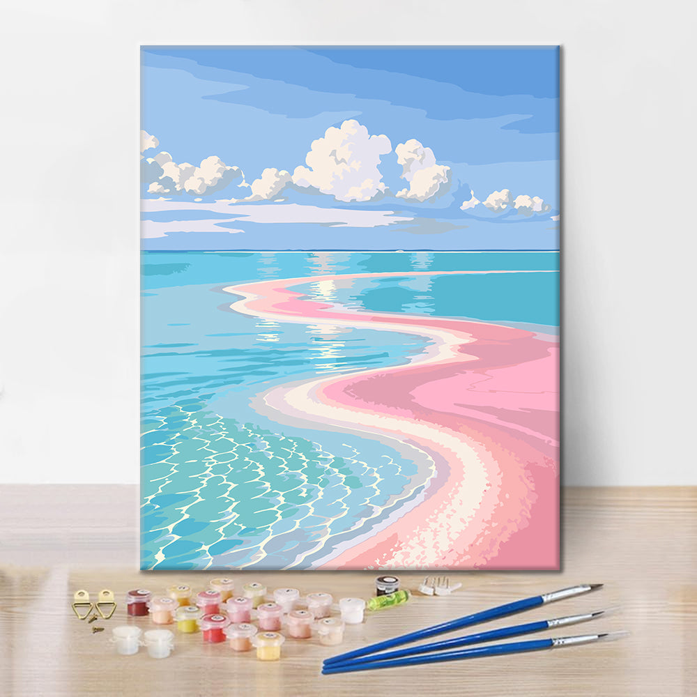 Bahía de aguas rosadas – Pintura por números