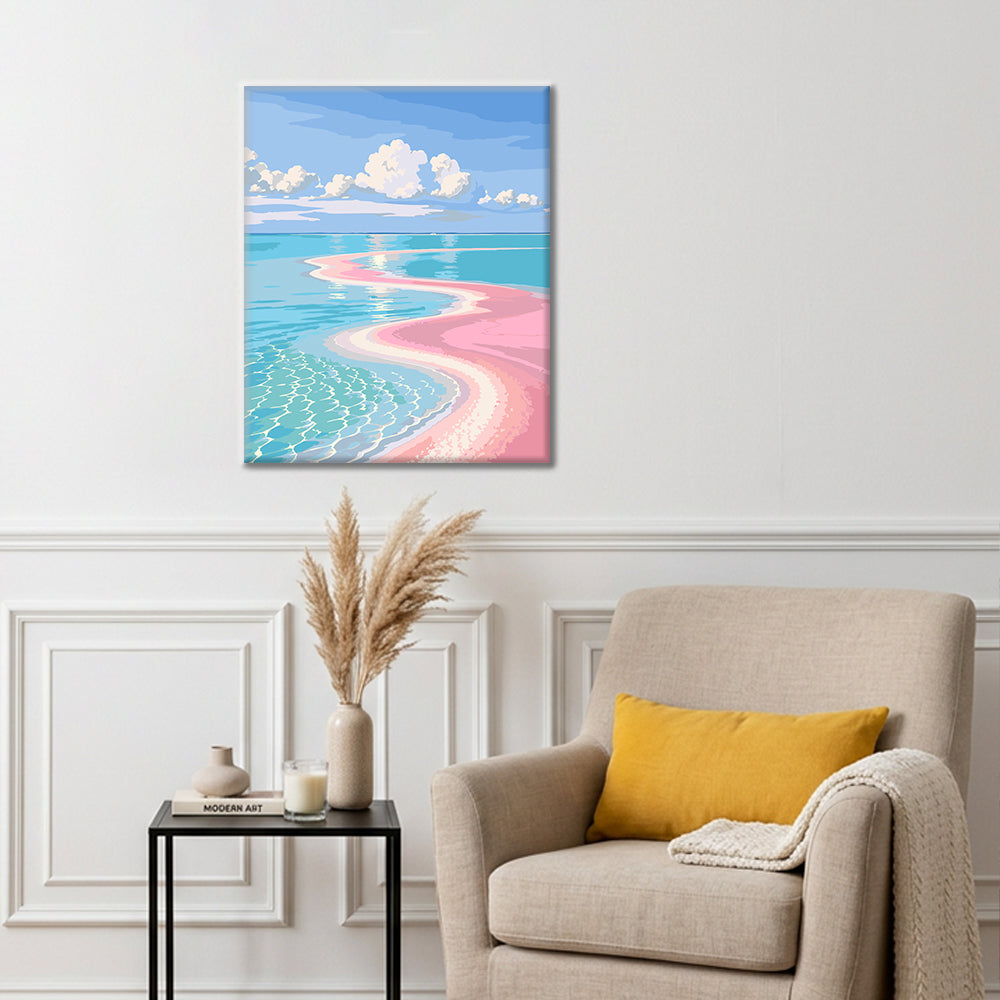 Bahía de aguas rosadas – Pintura por números