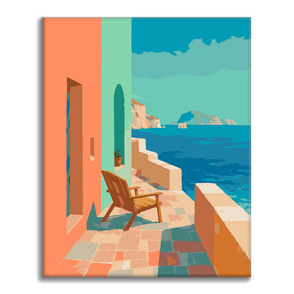 Retiro costero en tonos pastel – Pintura por números