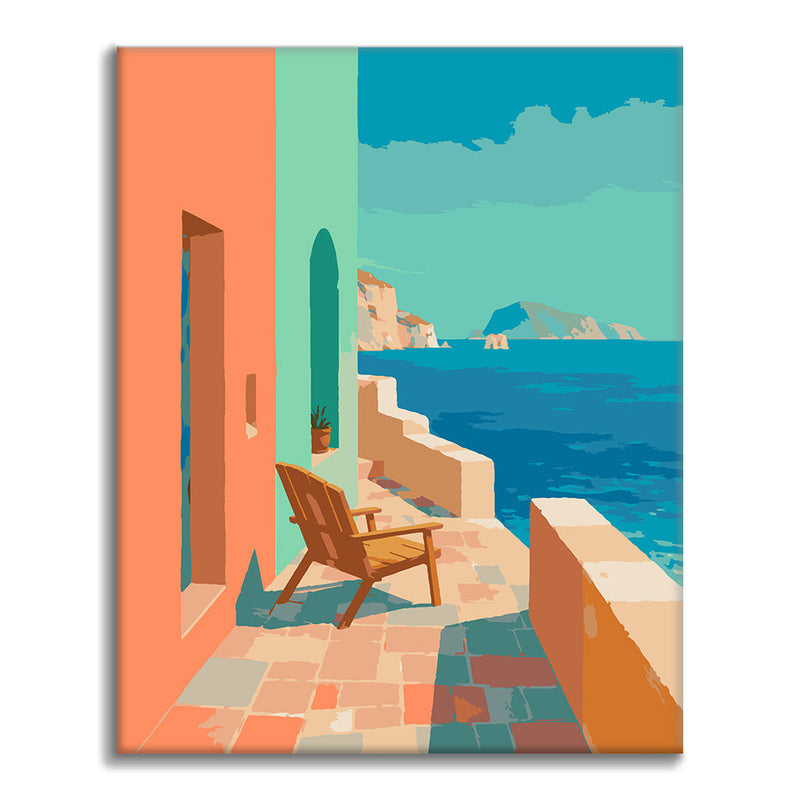 Retiro costero en tonos pastel – Pintura por números