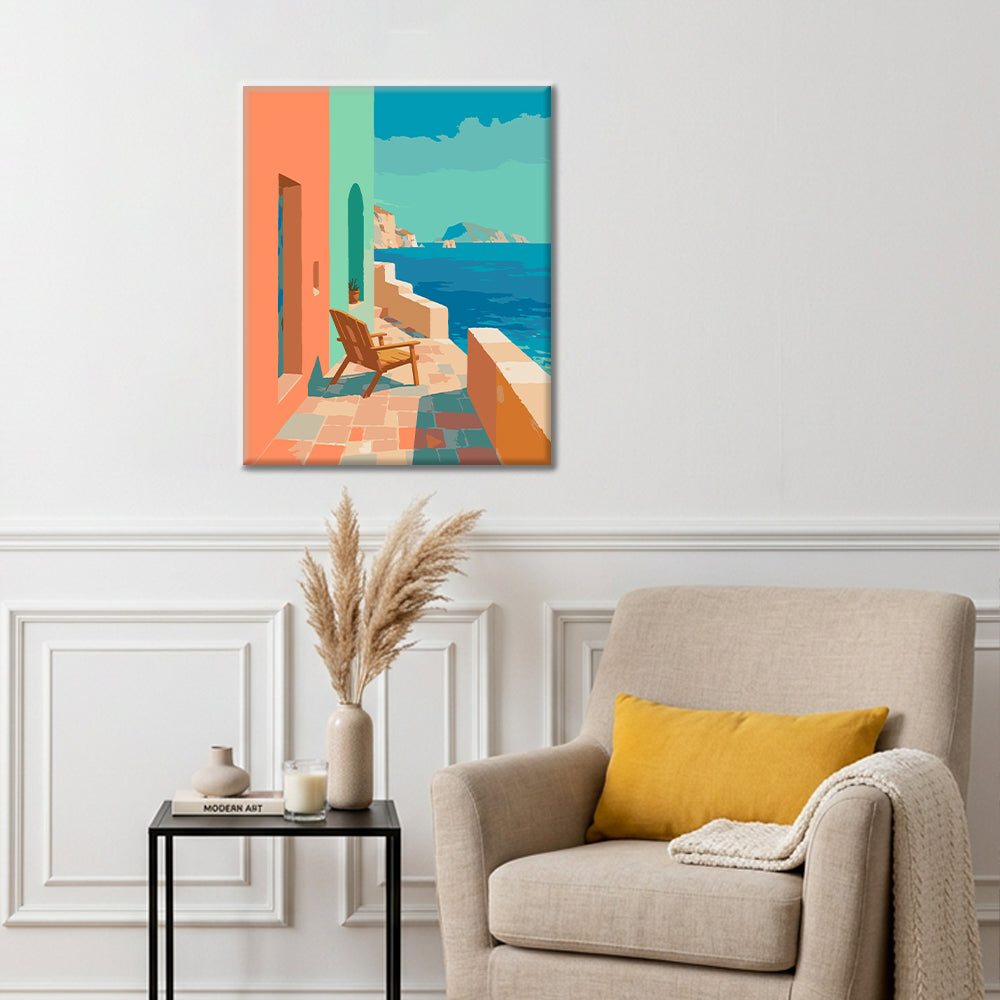 Retiro costero en tonos pastel – Pintura por números