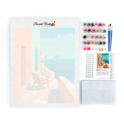 Retiro costero en tonos pastel – Pintura por números