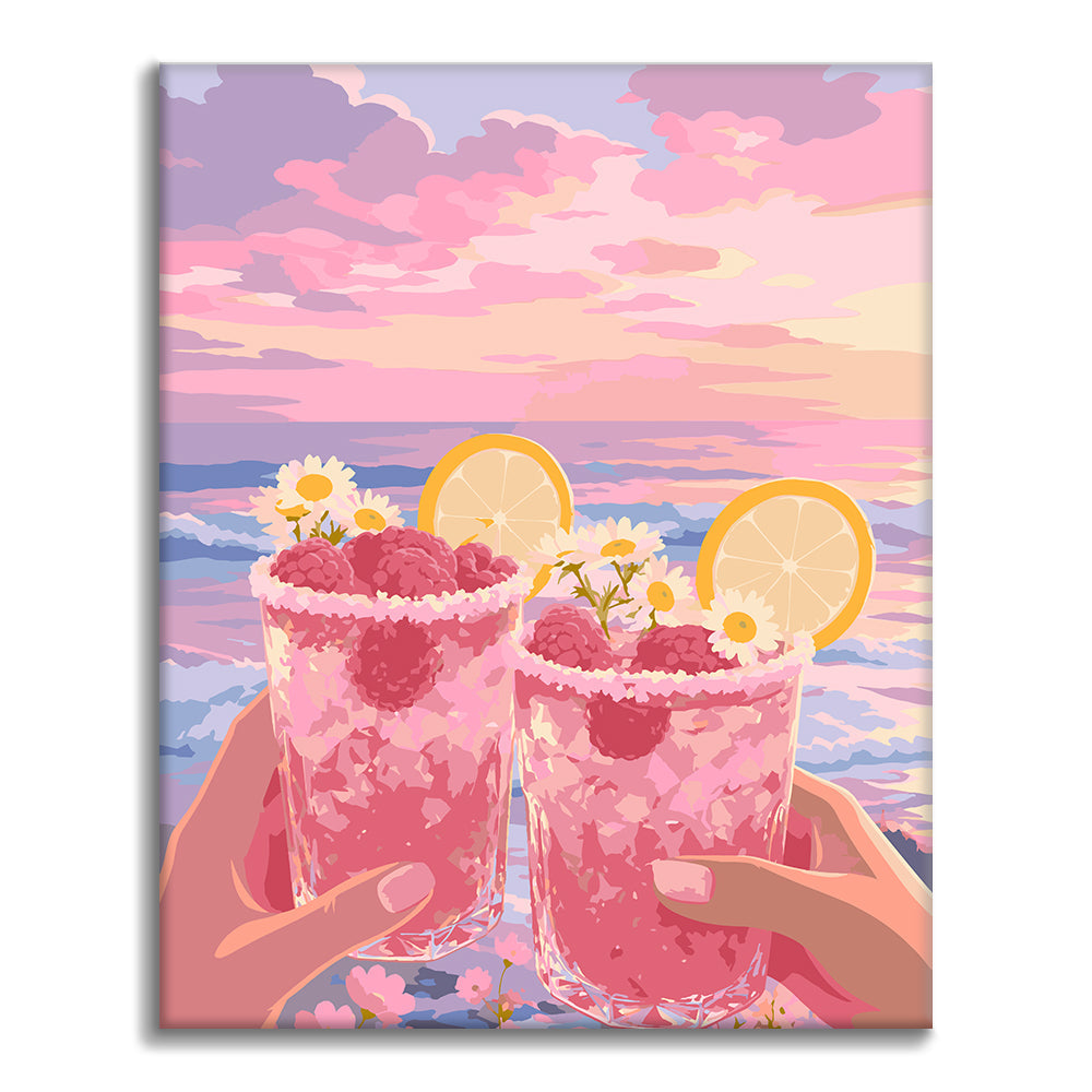 Brindis al atardecer de frambuesa – Pintura por números