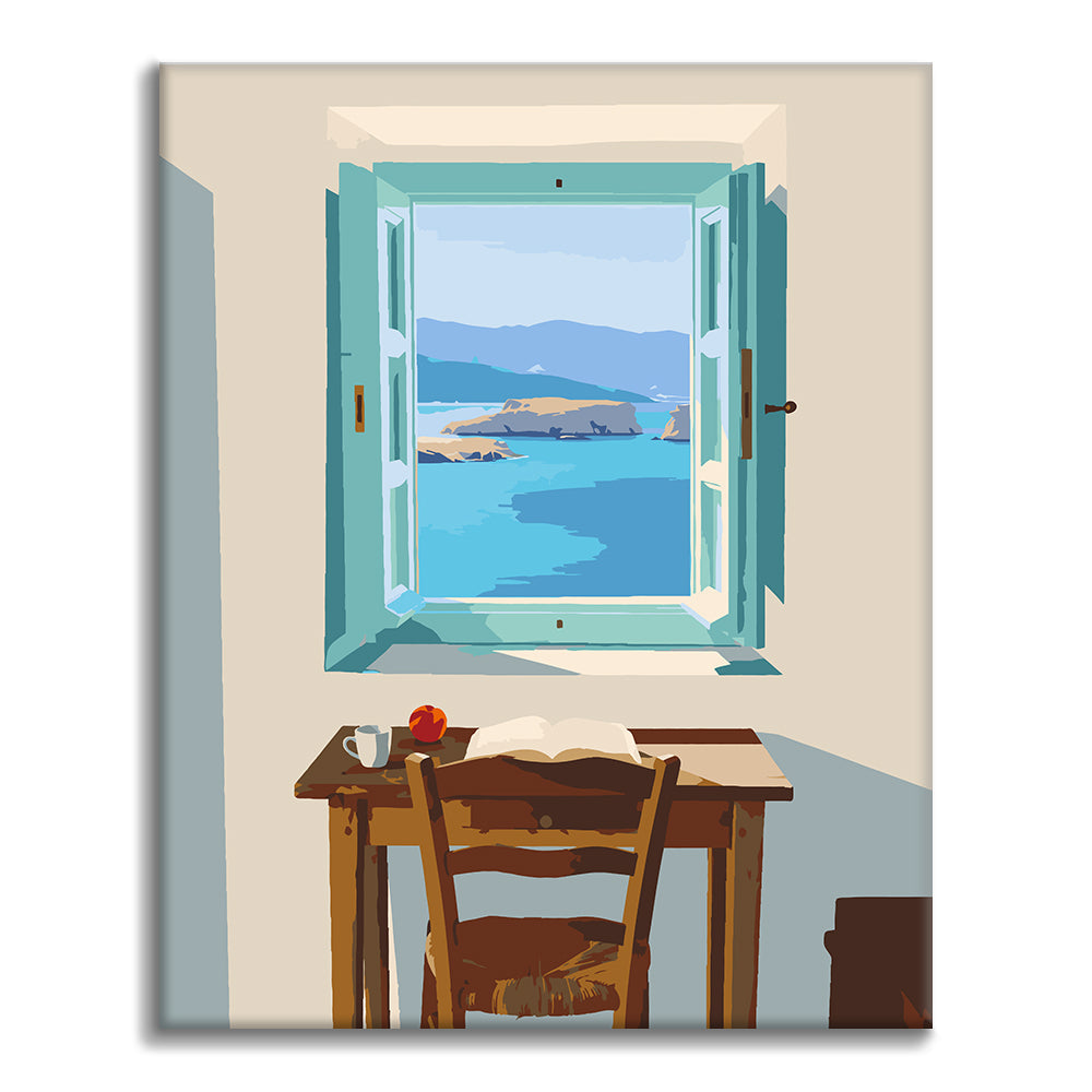 Estudio con vistas al mar – Pintura por números