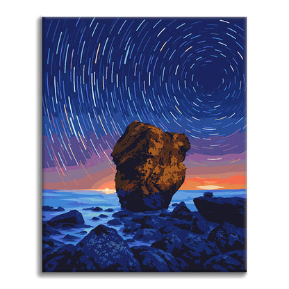 Estelas de estrellas sobre el mar – Pintura por números