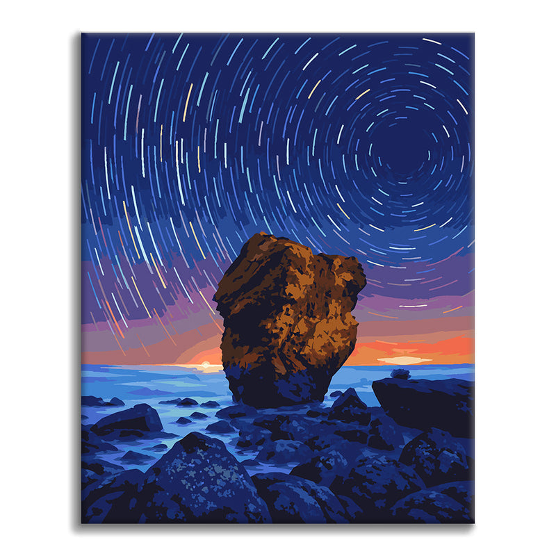 Estelas de estrellas sobre el mar – Pintura por números
