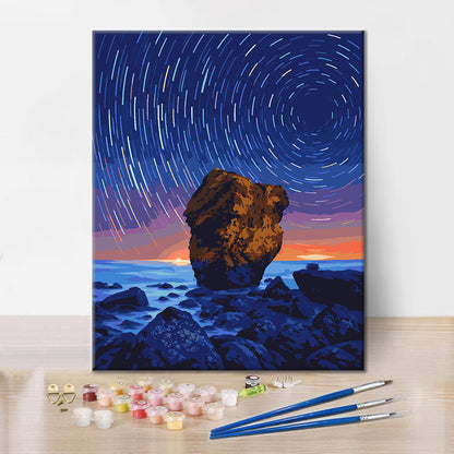 Estelas de estrellas sobre el mar – Pintura por números