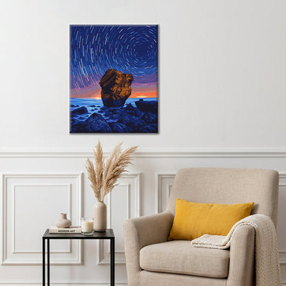 Estelas de estrellas sobre el mar – Pintura por números