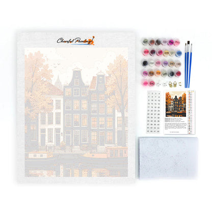 Casas del canal de otoño – Pintura por números
