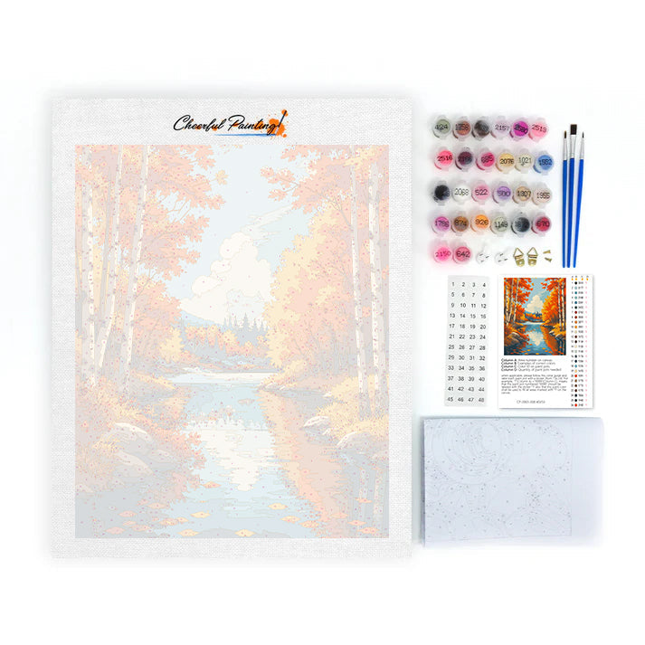 Río Birch en otoño – Pintura por números