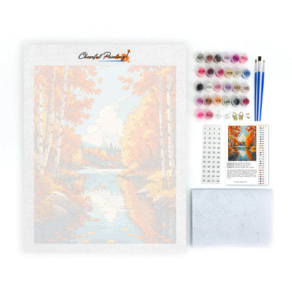 Río Birch en otoño – Pintura por números