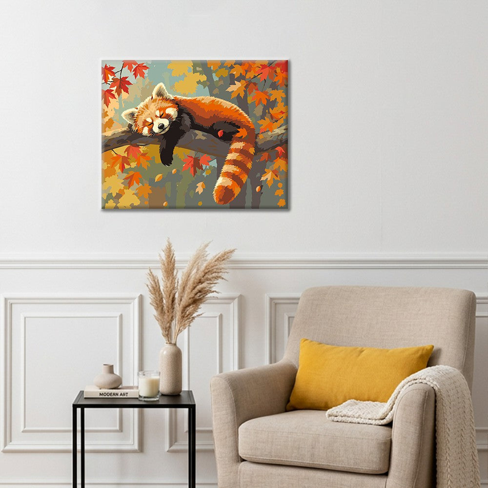 Panda rojo durmiente – Pintura por números